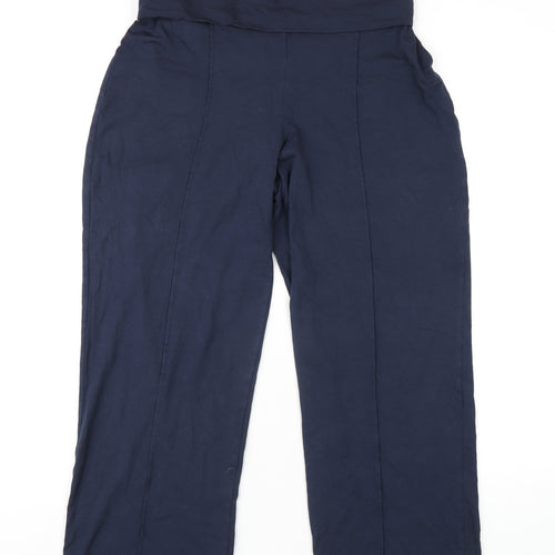 Woolovers Womens Blue Viscose Trousers Size M L27 in Regular