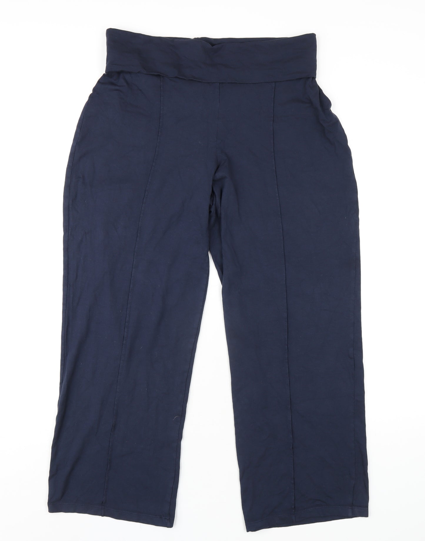 Woolovers Womens Blue Viscose Trousers Size M L27 in Regular