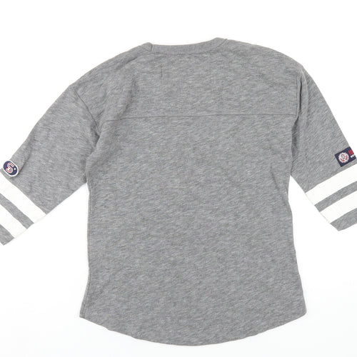Superdry Womens Grey Cotton Basic T-Shirt Size 2XS Round Neck