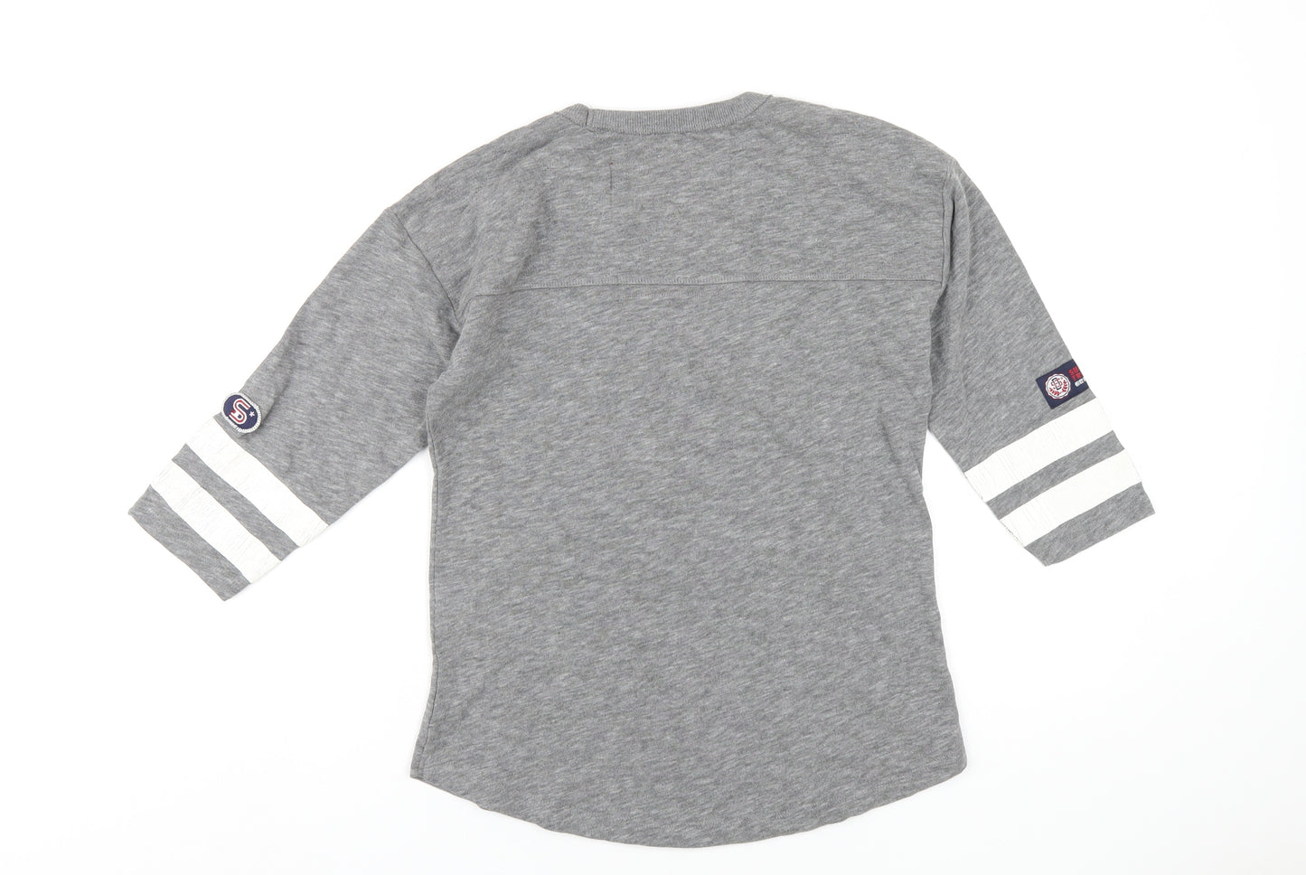 Superdry Womens Grey Cotton Basic T-Shirt Size 2XS Round Neck