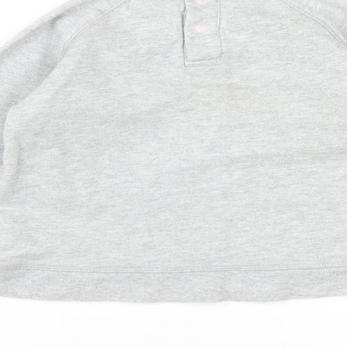 Baby Boden Girls Grey Cotton Pullover Sweatshirt Size 2-3 Years Snap - Flower Embroidery