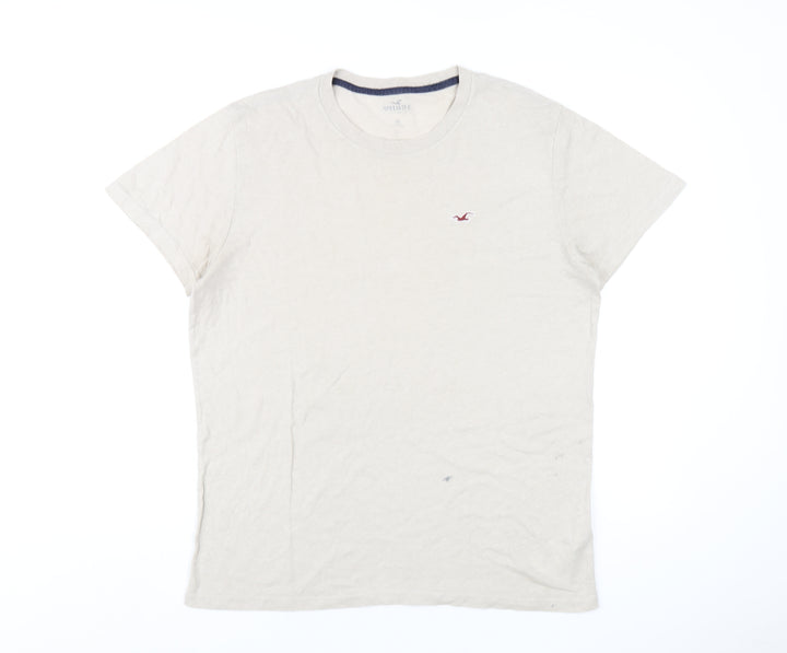 Hollister Mens Beige Cotton T-Shirt Size M Round Neck