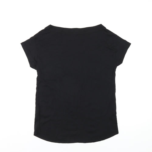 Boden Womens Black Cotton Basic T-Shirt Size 10 Boat Neck