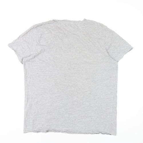 JACK & JONES Mens Grey Cotton T-Shirt Size XL Round Neck