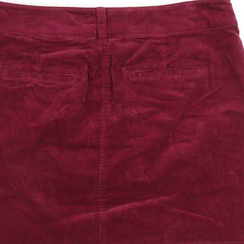 Crew Clothing Womens Pink Cotton A-Line Skirt Size 8 Button