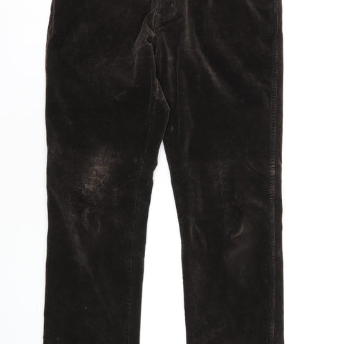 Wrangler Mens Brown Cotton Trousers Size 34 in L32 in Regular Zip