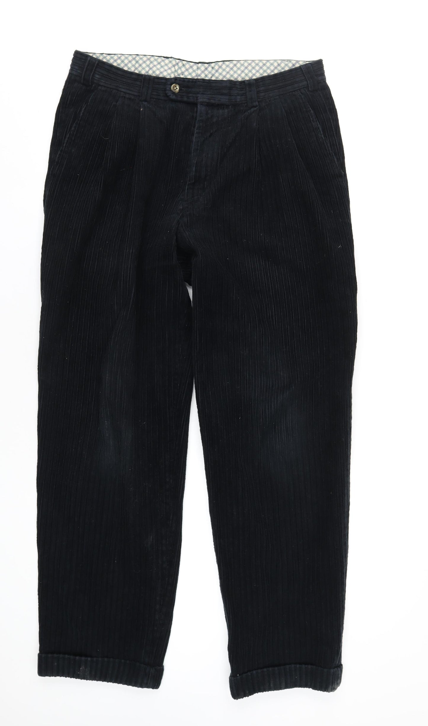 Hiltl Mens Black Cotton Trousers Size 34 in L33 in Regular Zip