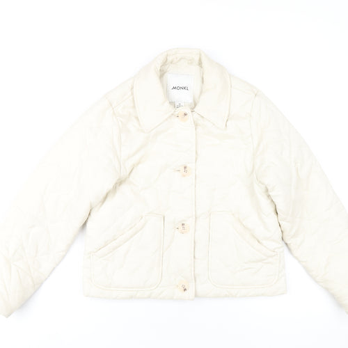 Monki Womens Ivory Quilted Coat Size XS Button