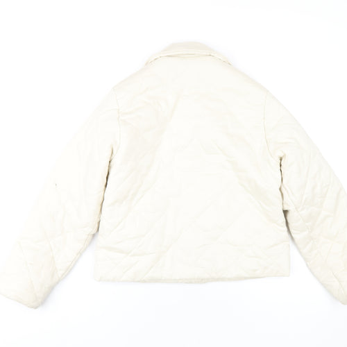 Monki Womens Ivory Quilted Coat Size XS Button