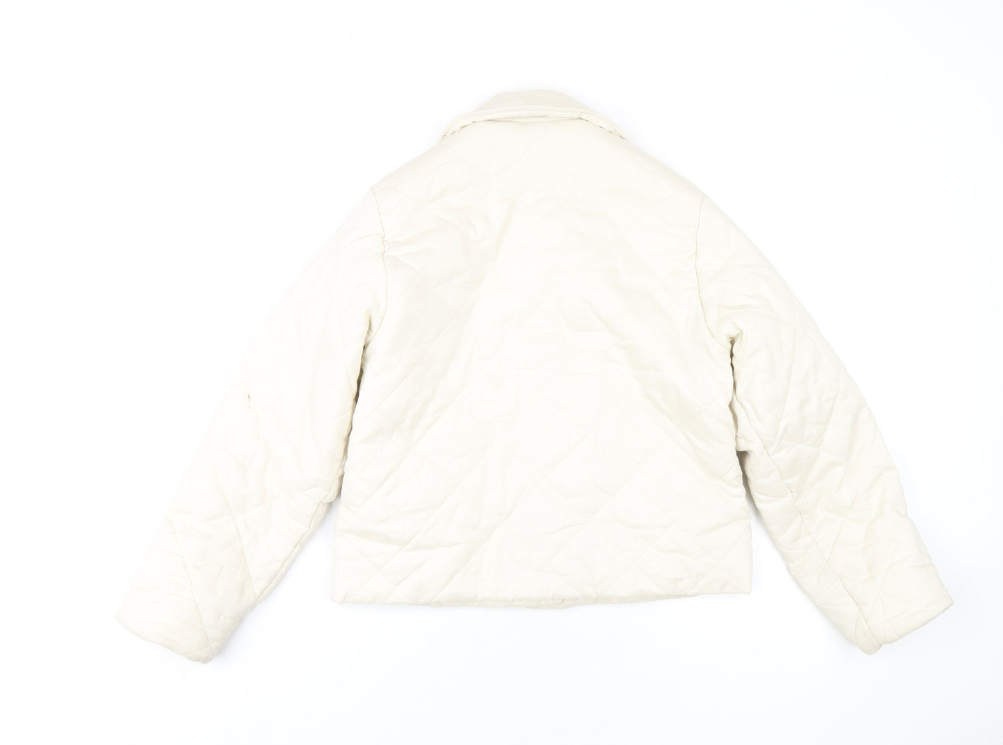 Monki Womens Ivory Quilted Coat Size XS Button