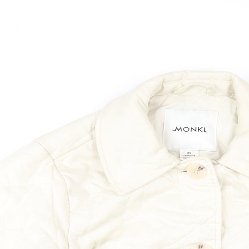 Monki Womens Ivory Quilted Coat Size XS Button