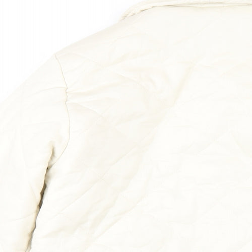 Monki Womens Ivory Quilted Coat Size XS Button