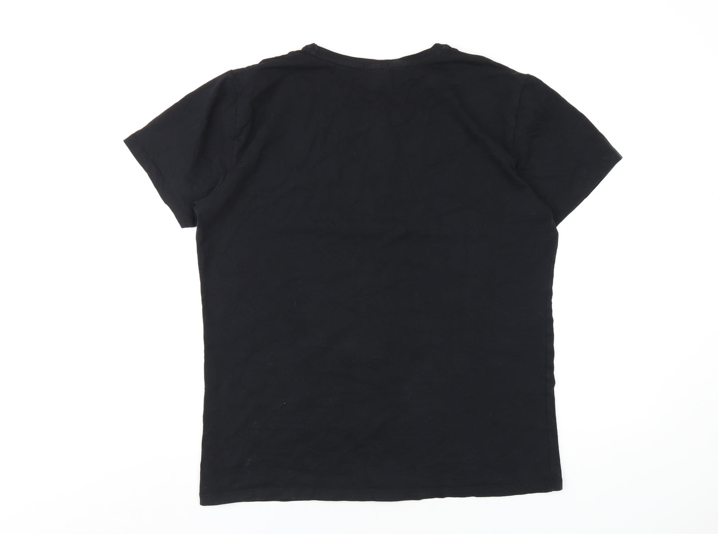 Diesel Mens Black Cotton T-Shirt Size XL Round Neck