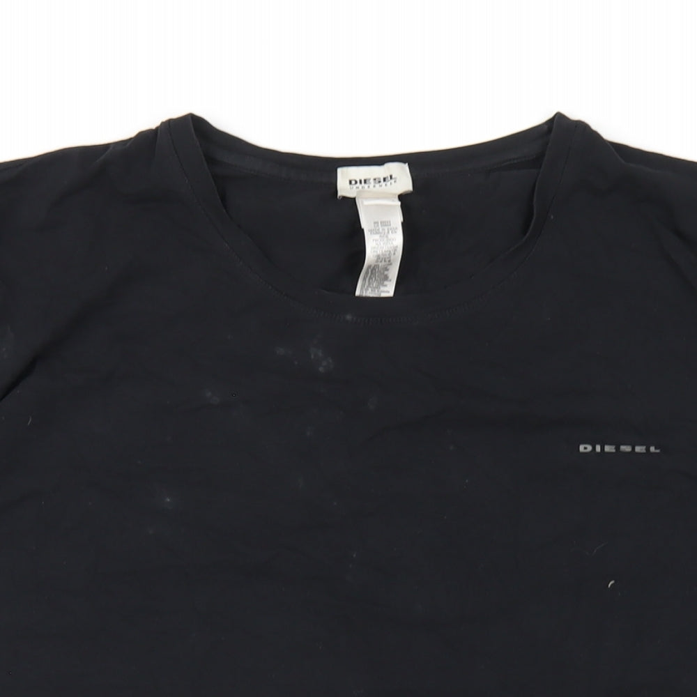 Diesel Mens Black Cotton T-Shirt Size XL Round Neck