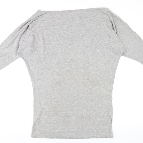 French Connection Womens Grey Cotton Basic T-Shirt Size S Boat Neck