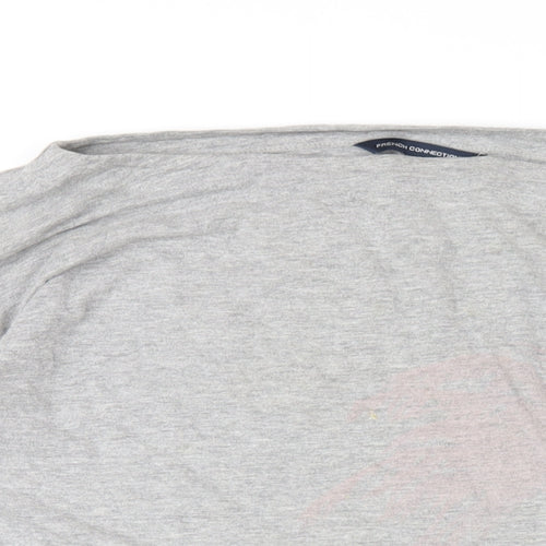 French Connection Womens Grey Cotton Basic T-Shirt Size S Boat Neck