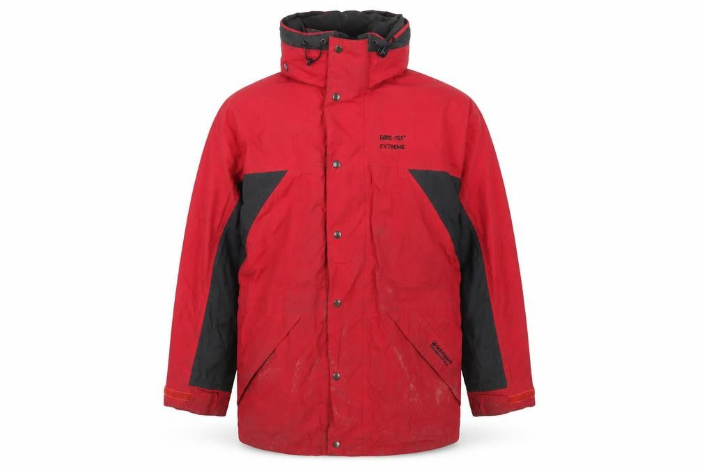 Front view of Bradsport men’s red rain coat coat, size XL, zip