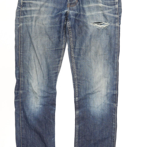 Wrangler Mens Blue Cotton Skinny Jeans Size 31 in L34 in Regular Button