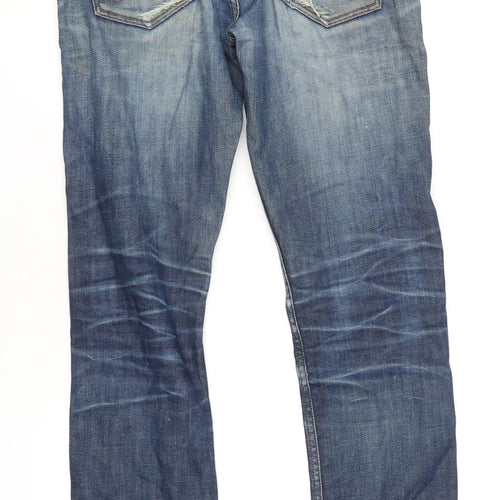 Wrangler Mens Blue Cotton Skinny Jeans Size 31 in L34 in Regular Button