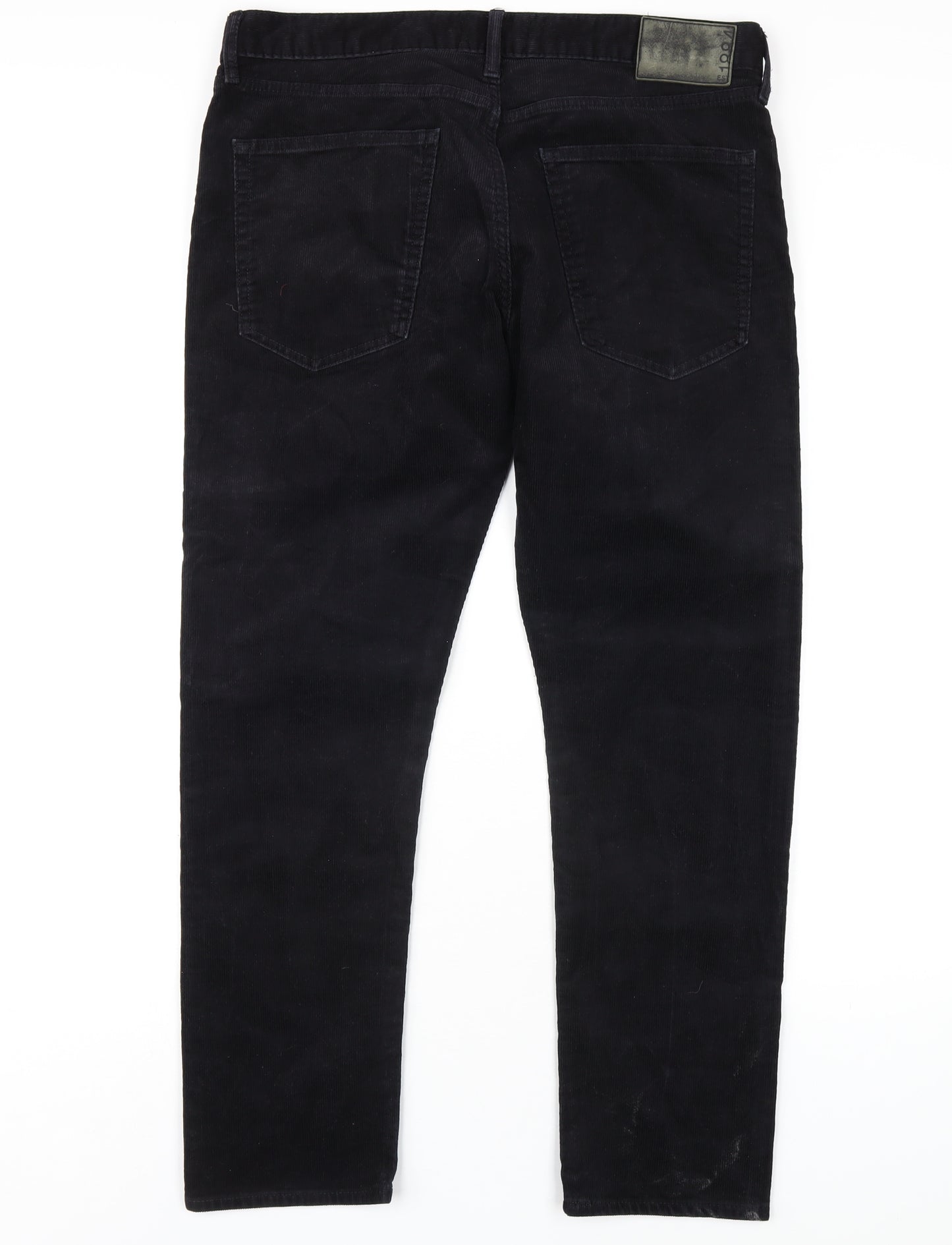 Marks and Spencer Mens Black Cotton Trousers Size 34 in L29 in Slim Zip