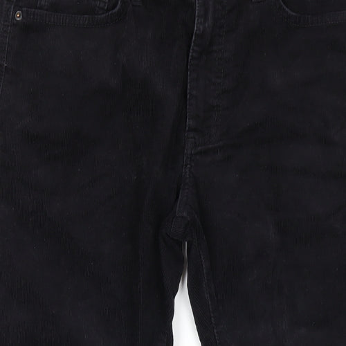 Marks and Spencer Mens Black Cotton Trousers Size 34 in L29 in Slim Zip