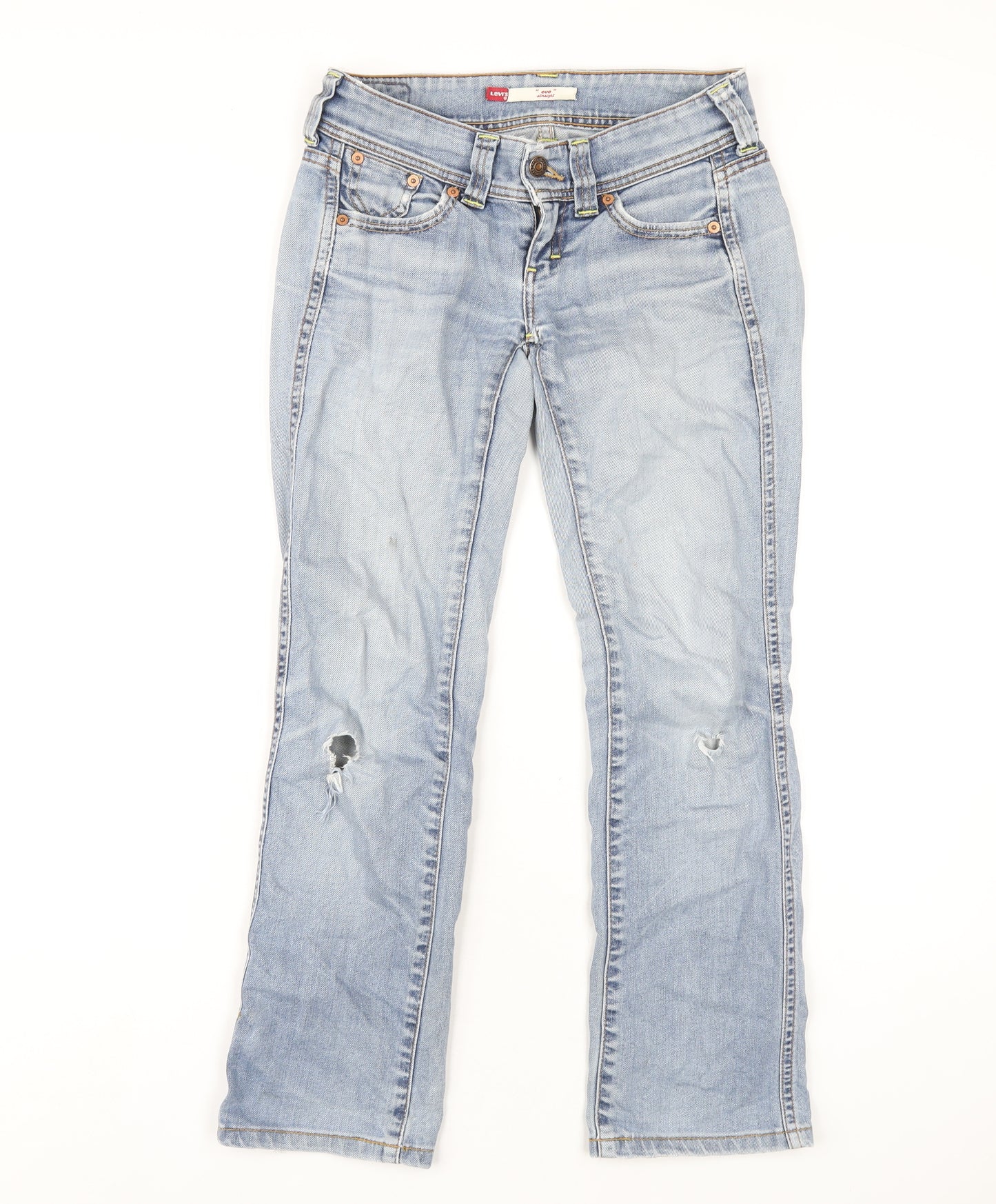 Levi's Womens Blue Cotton Straight Jeans Size 28 in L29 in Regular Zip