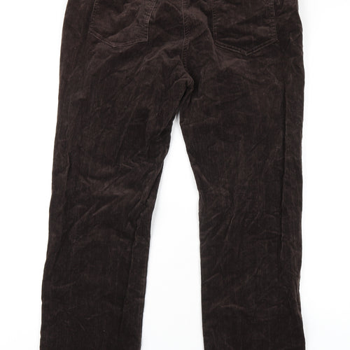 Laura Ashley Womens Brown Cotton Trousers Size 14 L29 in Regular Zip
