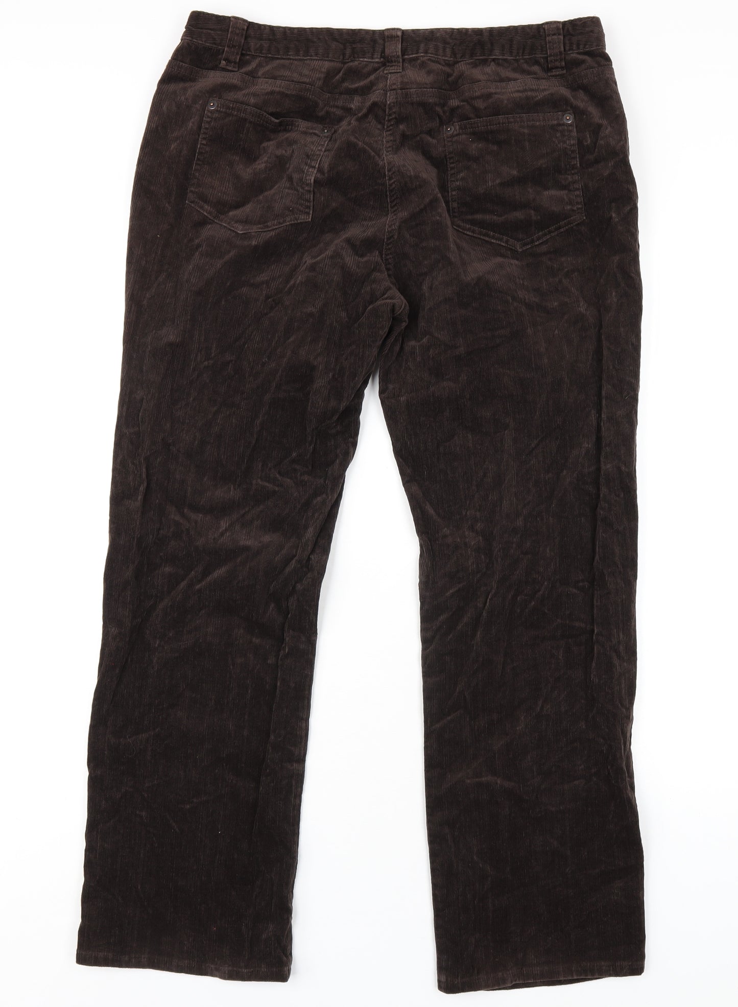 Laura Ashley Womens Brown Cotton Trousers Size 14 L29 in Regular Zip