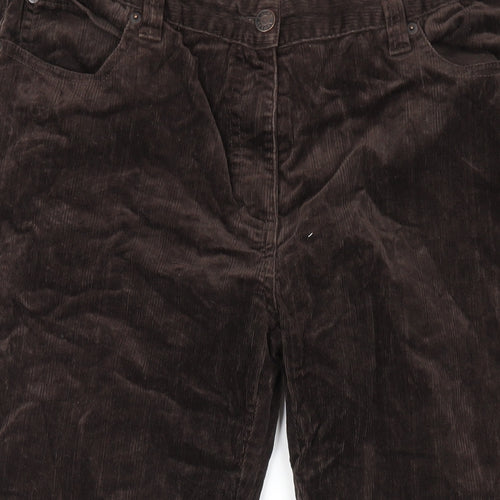 Laura Ashley Womens Brown Cotton Trousers Size 14 L29 in Regular Zip