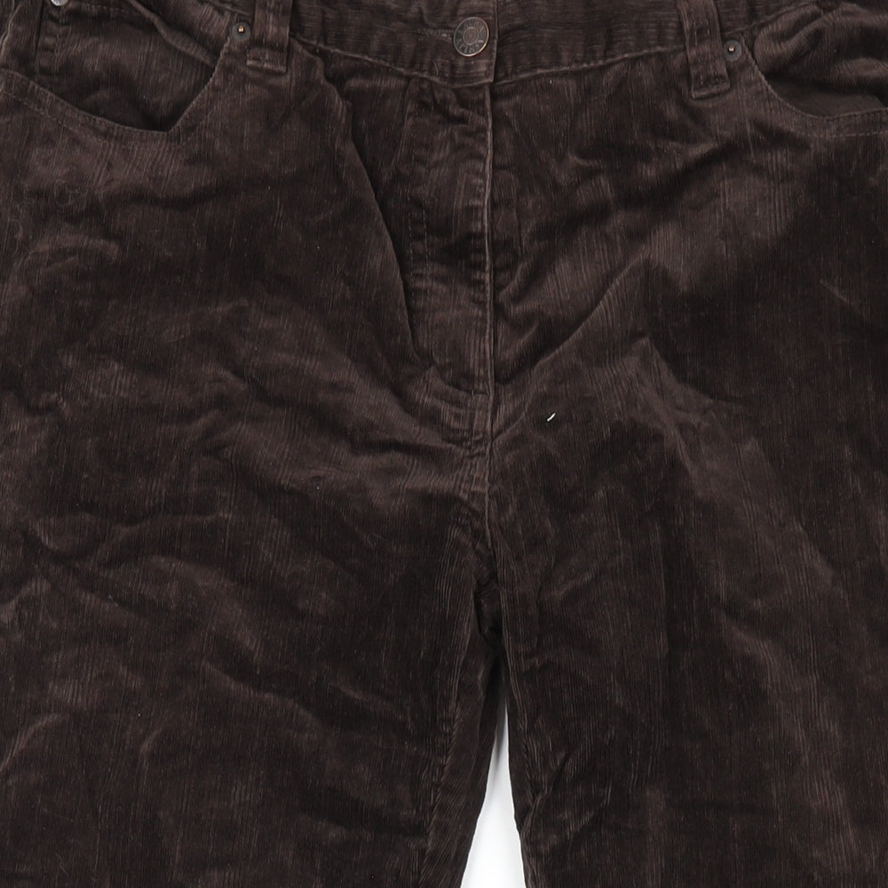 Laura Ashley Womens Brown Cotton Trousers Size 14 L29 in Regular Zip