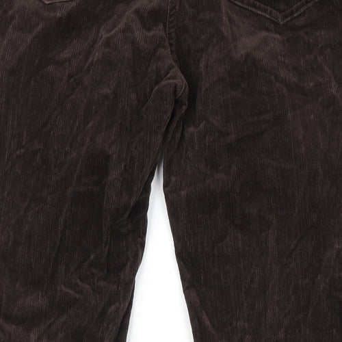 Laura Ashley Womens Brown Cotton Trousers Size 14 L29 in Regular Zip