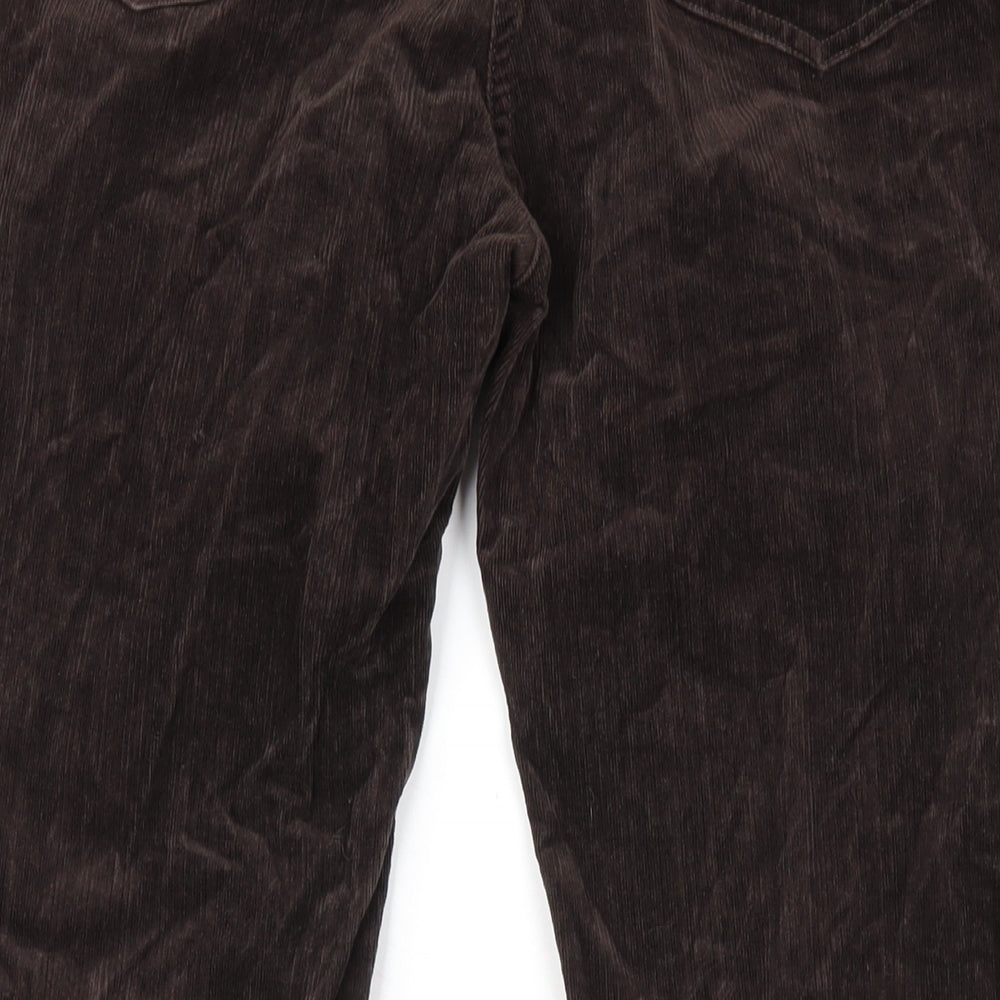 Laura Ashley Womens Brown Cotton Trousers Size 14 L29 in Regular Zip