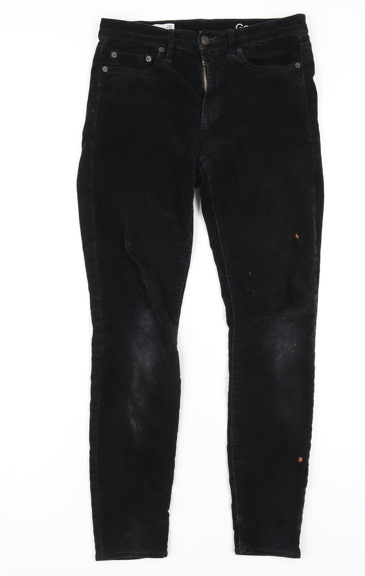 Gap Womens Black Cotton Trousers Size 28 in L30 in Regular Zip