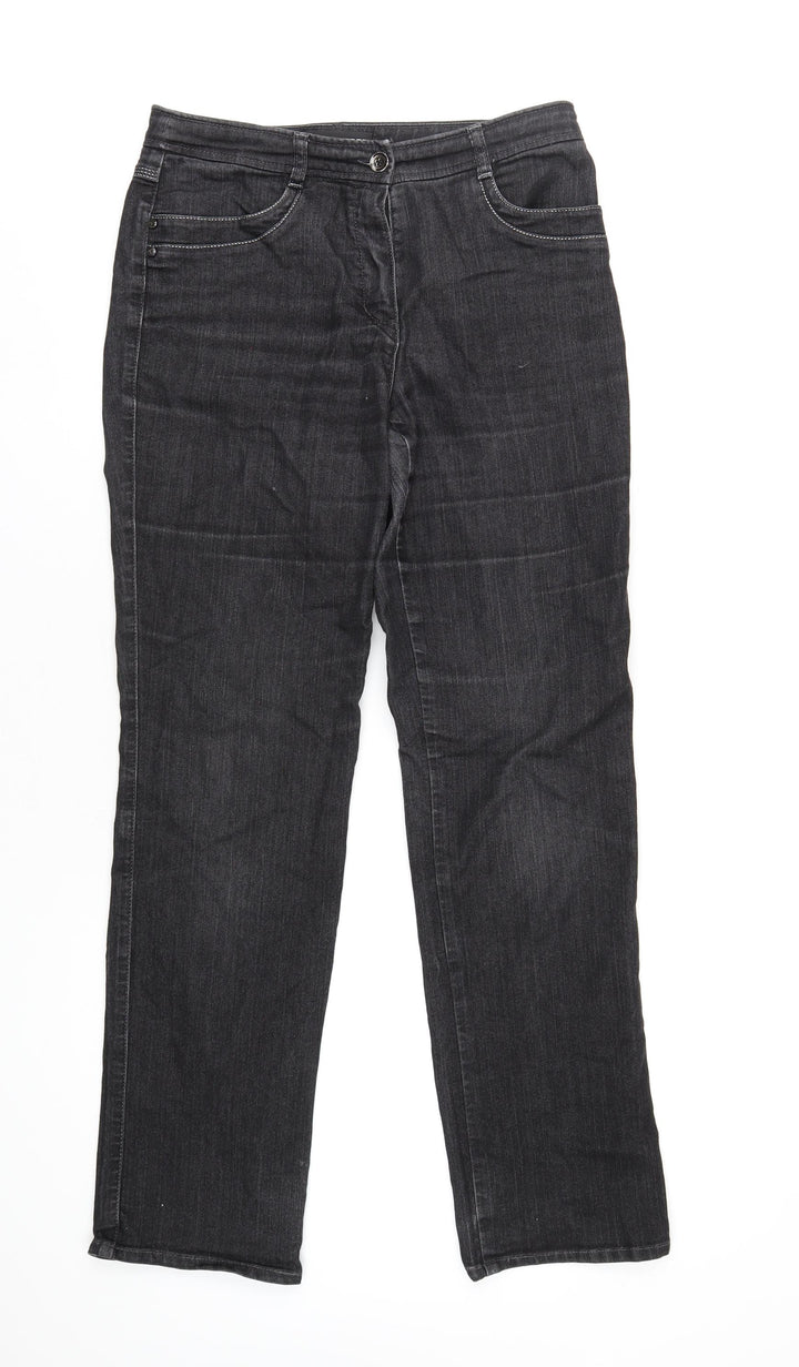 Gerry Weber Womens Black Cotton Straight Jeans Size 12 L33 in Regular Zip