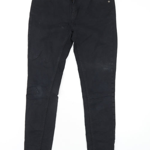 Fat Face Womens Black Cotton Skinny Jeans Size 10 L29 in Regular Zip