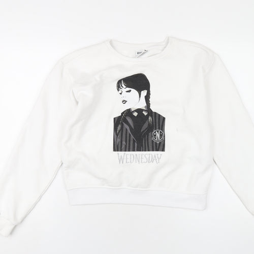 Netflix Girls White Polyester Pullover Sweatshirt Size 14-15 Years Pullover - Wednesday