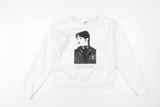 Netflix Girls White Polyester Pullover Sweatshirt Size 14-15 Years Pullover - Wednesday