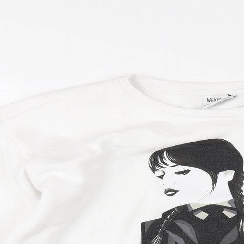 Netflix Girls White Polyester Pullover Sweatshirt Size 14-15 Years Pullover - Wednesday