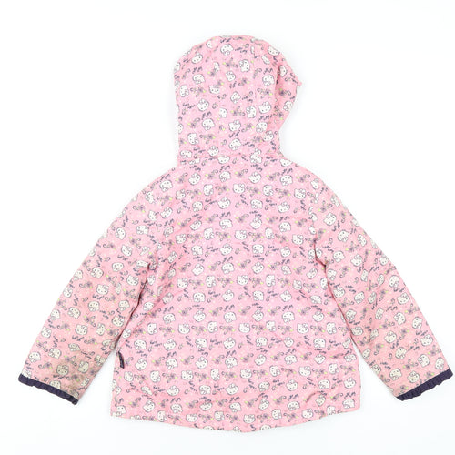 Hello Kitty Girls Pink Geometric Jacket Coat Size 4-5 Years Button