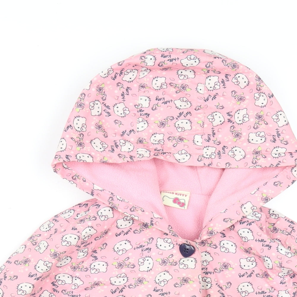 Hello Kitty Girls Pink Geometric Jacket Coat Size 4-5 Years Button