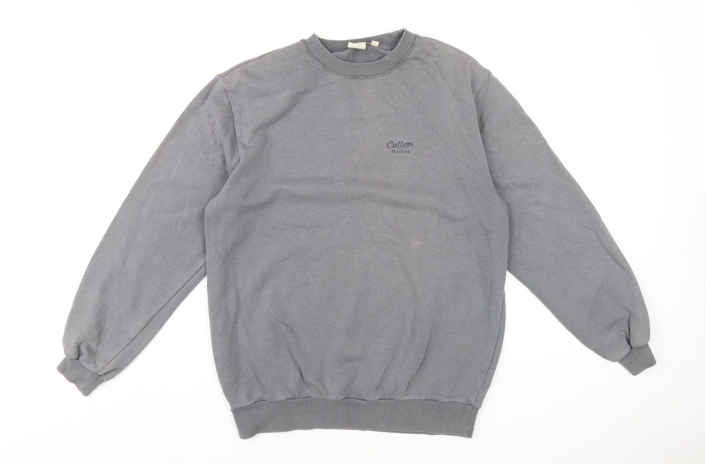 Cotton Traders Mens Grey Cotton Pullover Sweatshirt Size S