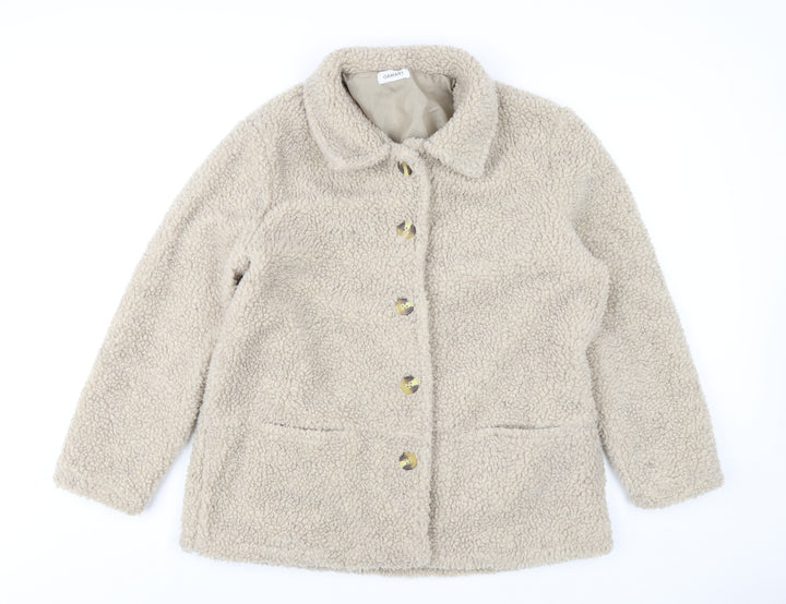 Damart Womens Beige Overcoat Coat Size 18 Button