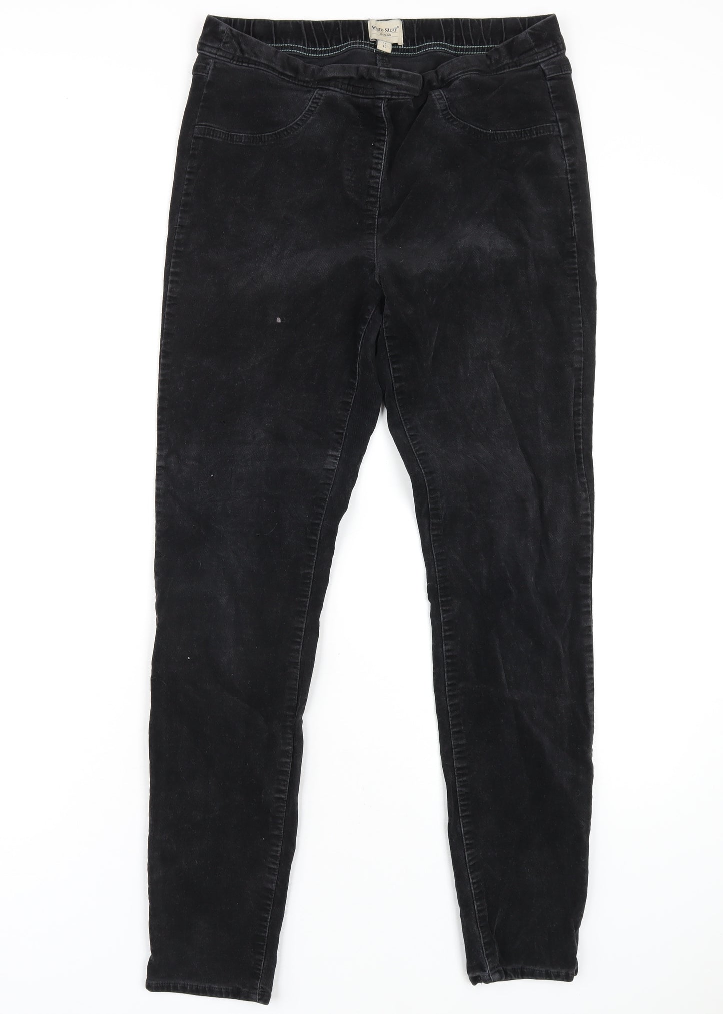 White Stuff Womens Black Cotton Jegging Trousers Size 12 L29 in Regular