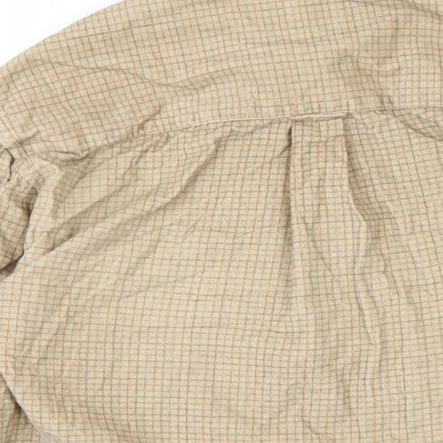 First Down Mens Beige Check Cotton Button-Up Size L Collared Button