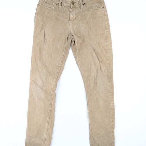 Lee Cooper Womens Beige Cotton Trousers Size 27 in L31 in Regular Zip