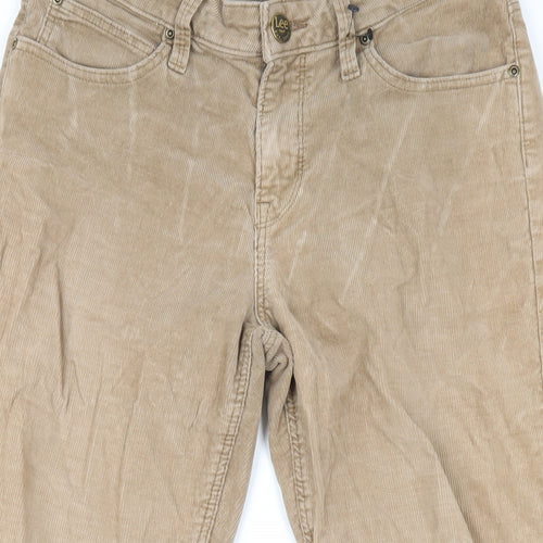 Lee Cooper Womens Beige Cotton Trousers Size 27 in L31 in Regular Zip