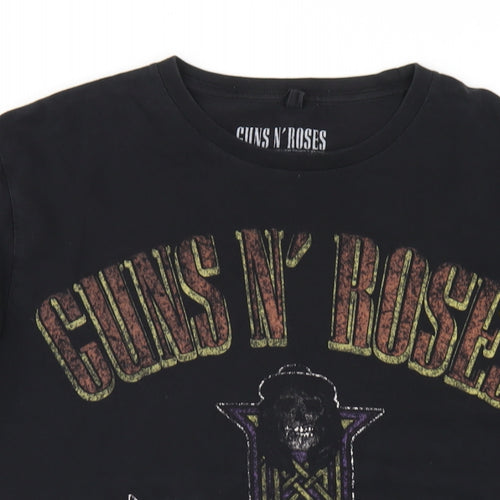 Guns N' Roses Womens Black Cotton Basic T-Shirt Size XL Round Neck