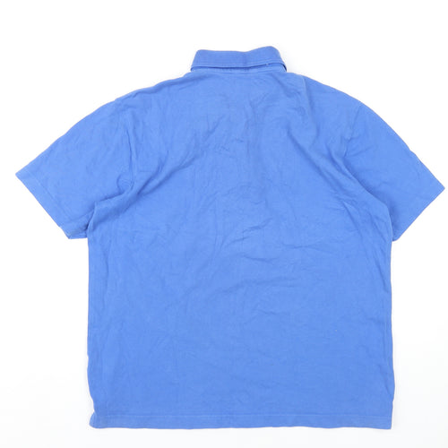 Cotton Traders Mens Blue Cotton Button-Up Size M Collared Button