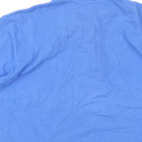Cotton Traders Mens Blue Cotton Button-Up Size M Collared Button