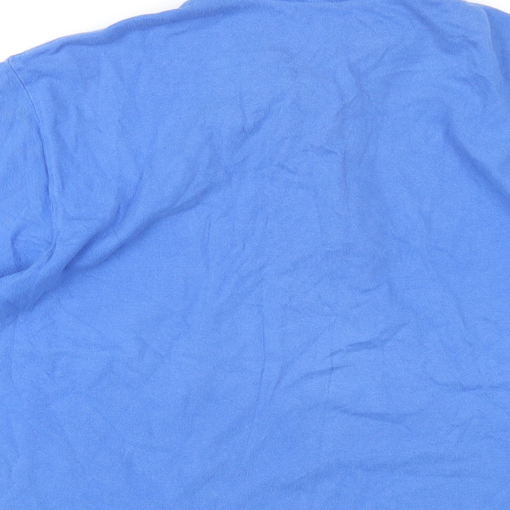 Cotton Traders Mens Blue Cotton Button-Up Size M Collared Button